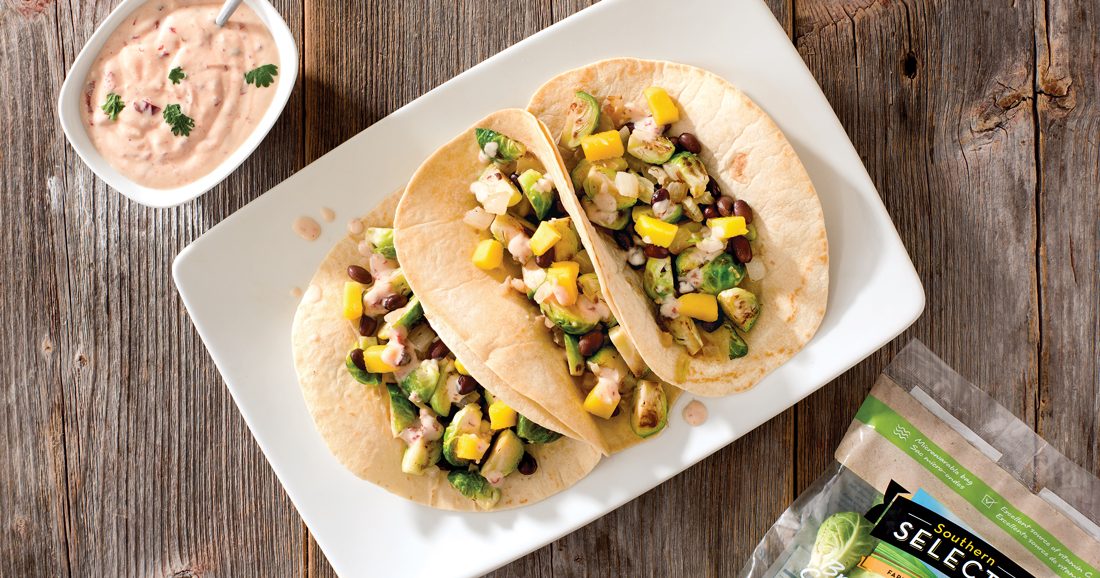 Southern Selects Brussels Sprouts Black Bean Tacos Recipe