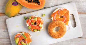papaya-ribbon-on-toasted-bagel-recipe